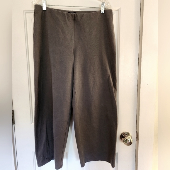 Eileen Fisher pull on wide leg crop pant size medium career classic charcoal - Picture 2 of 8